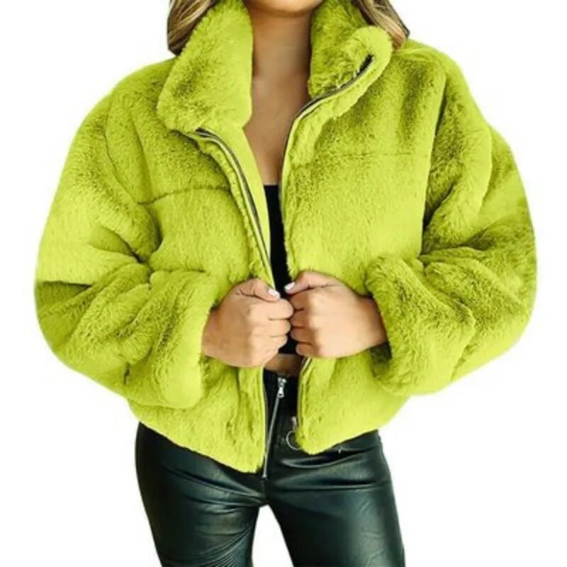 Warme Damen Winterjacke Kuschel Fleece - IdealeKleiden