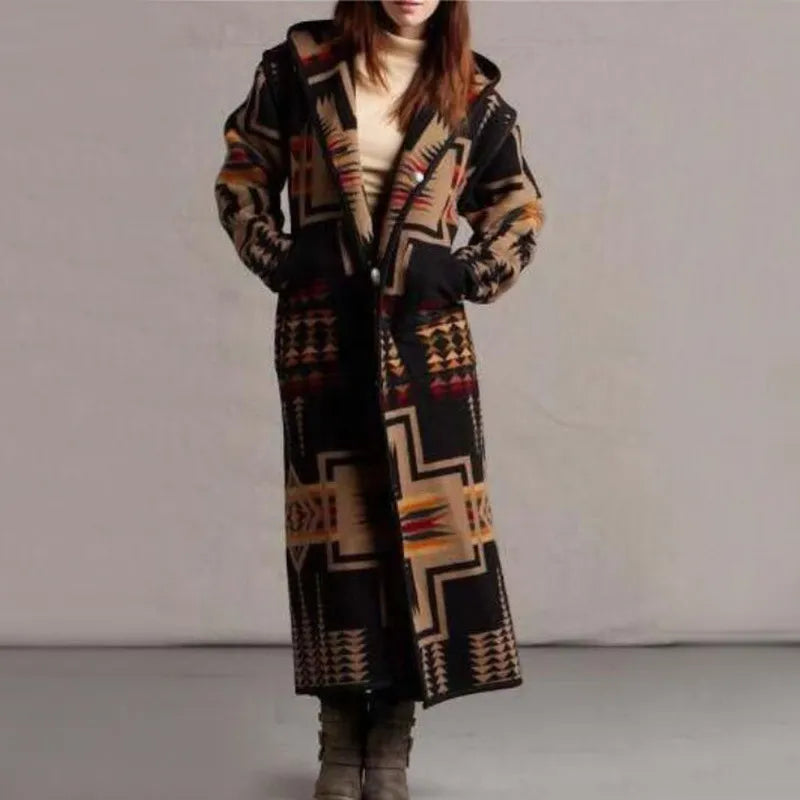 Manteau ethnique long femme style bohème chic