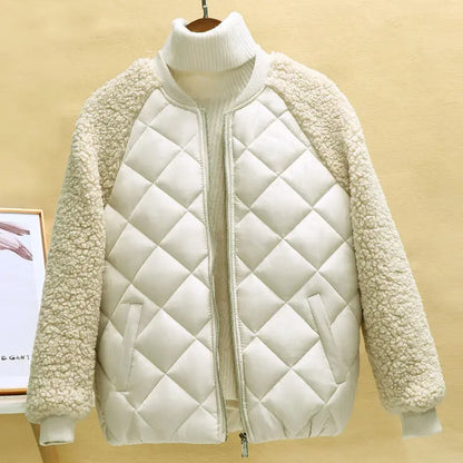 Veste Courte Femme Hiver Effet Peau de Mouton Légère