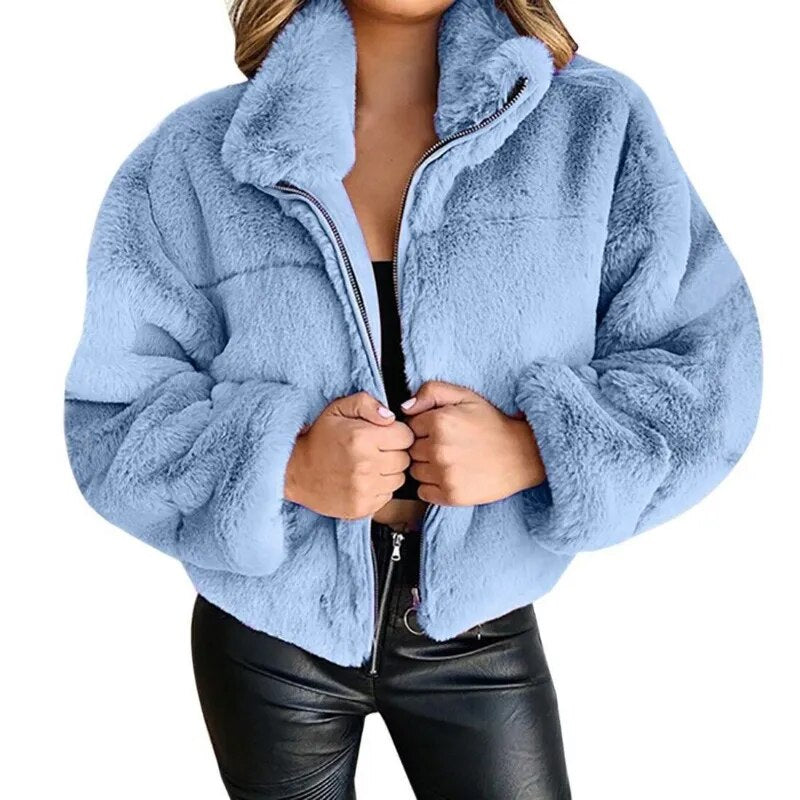 Veste oversize en fausse fourrure Col montant Doux