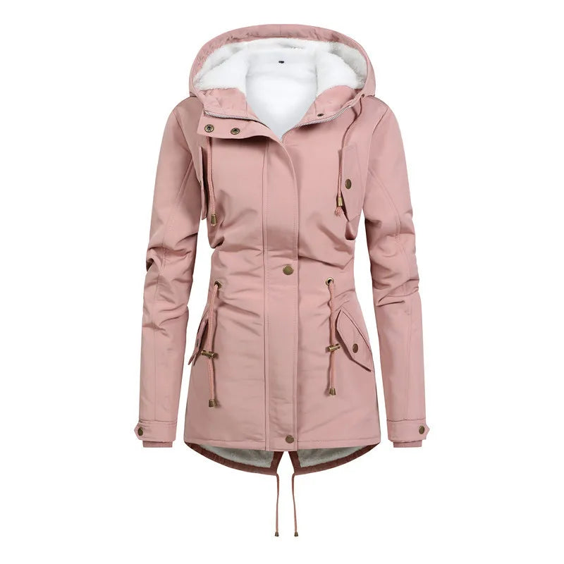 Veste d'extérieur pratique, coupe-vent, avec capuche, mi-longue