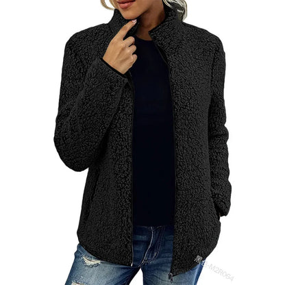 Veste Teddy d'Hiver Femme - Douce & Chaude avec Col Montant