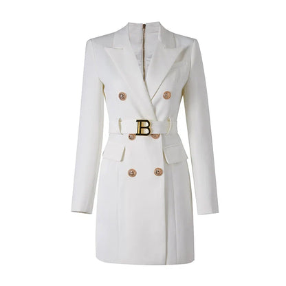Robe de bureau élégante avec ceinture et boutons chics