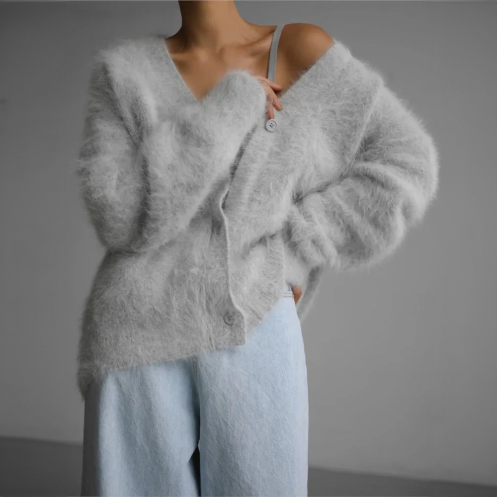 Cardigan oversized doux à manches longues pour femme