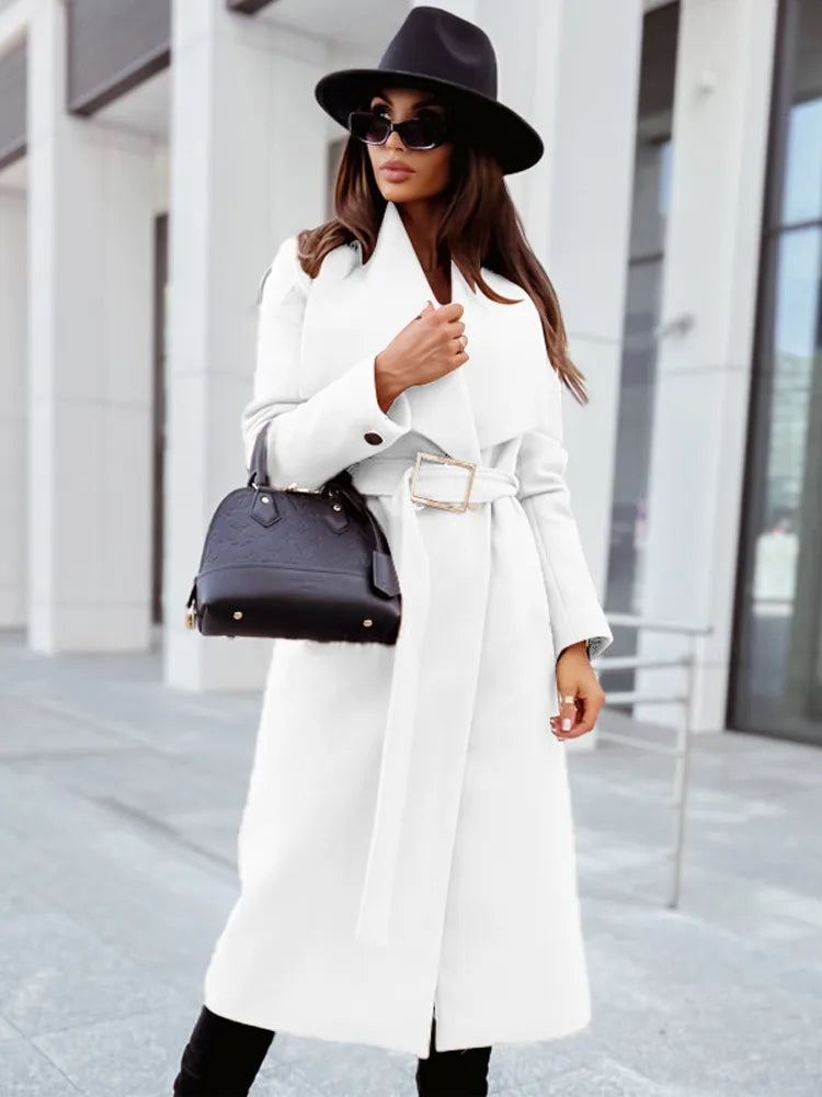 Manteau classique pour femme Cintrée Élégante Longueur genou