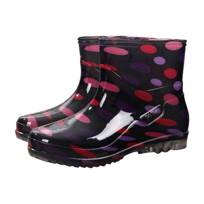 Bottes en caoutchouc imperméables mi-hautes imprimées antidérapantes
