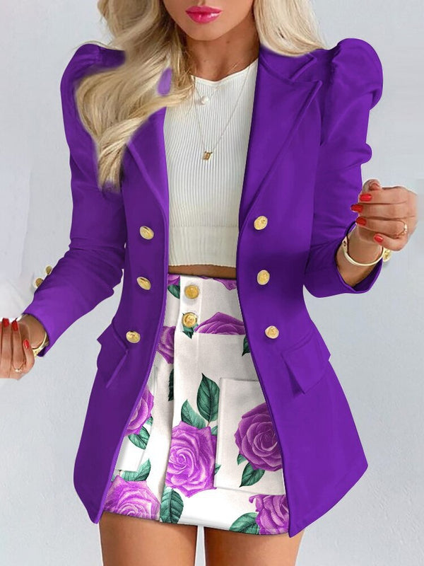 Damen Chic Kariertes Blazer-Rock-Set - IdealeKleiden