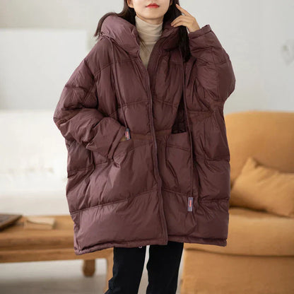 Doudoune chaude oversize à capuche pour femme