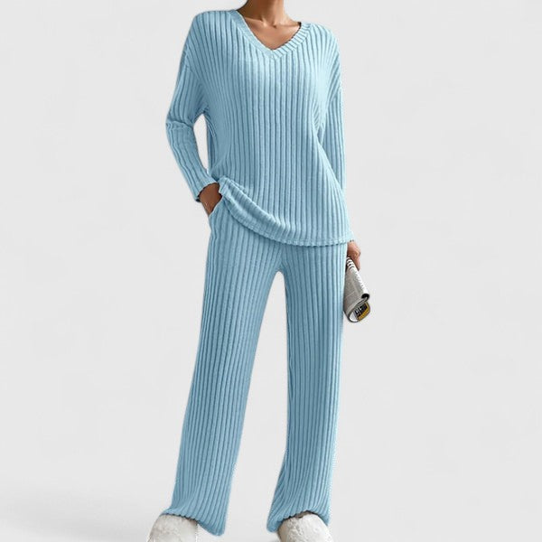 Ensemble de loungewear pour femme - Pantalon confortable en maille côtelée