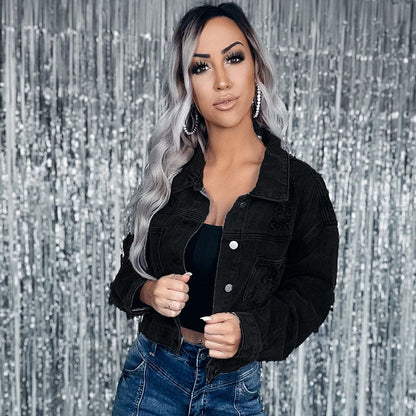Veste en jean effilochée tendance pour femme