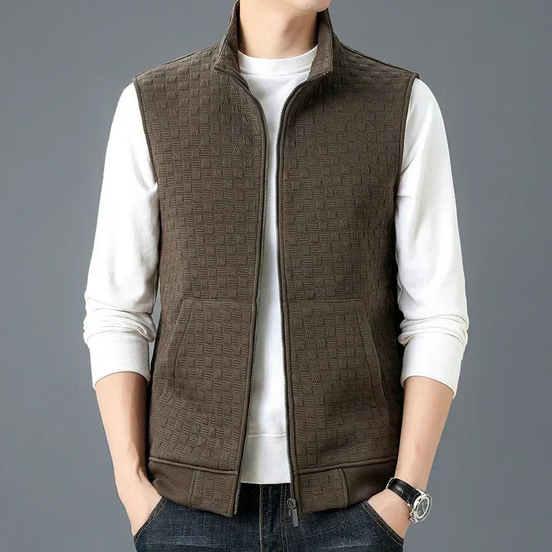Gilet sans manches moderne pour homme avec fermeture éclair