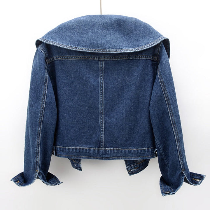 Stylische Denimjacke Damen Kurz Modisch - IdealeKleiden