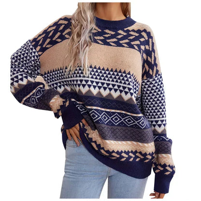 Pull en tricot rétro Détails contrastés Look vintage