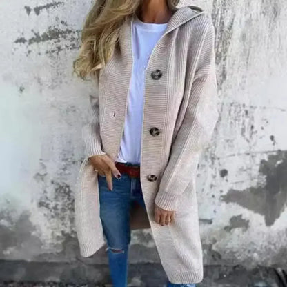Lange Damen Cardigan Modern Knopf - IdealeKleiden