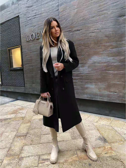 Manteau d'hiver femme lainage boutons