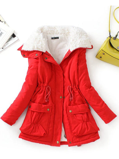 Robe d'hiver chaude avec doublure en fausse fourrure et coupe ajustable