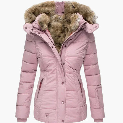 Doudoune matelassée femme capuche fausse fourrure chaude