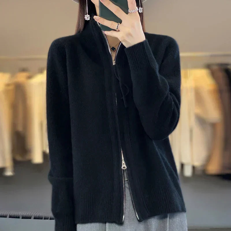 Gilet en laine Double fermeture éclair Haute qualité Doux