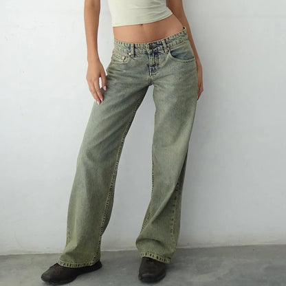 Jeans coupe large pour femme style rétro