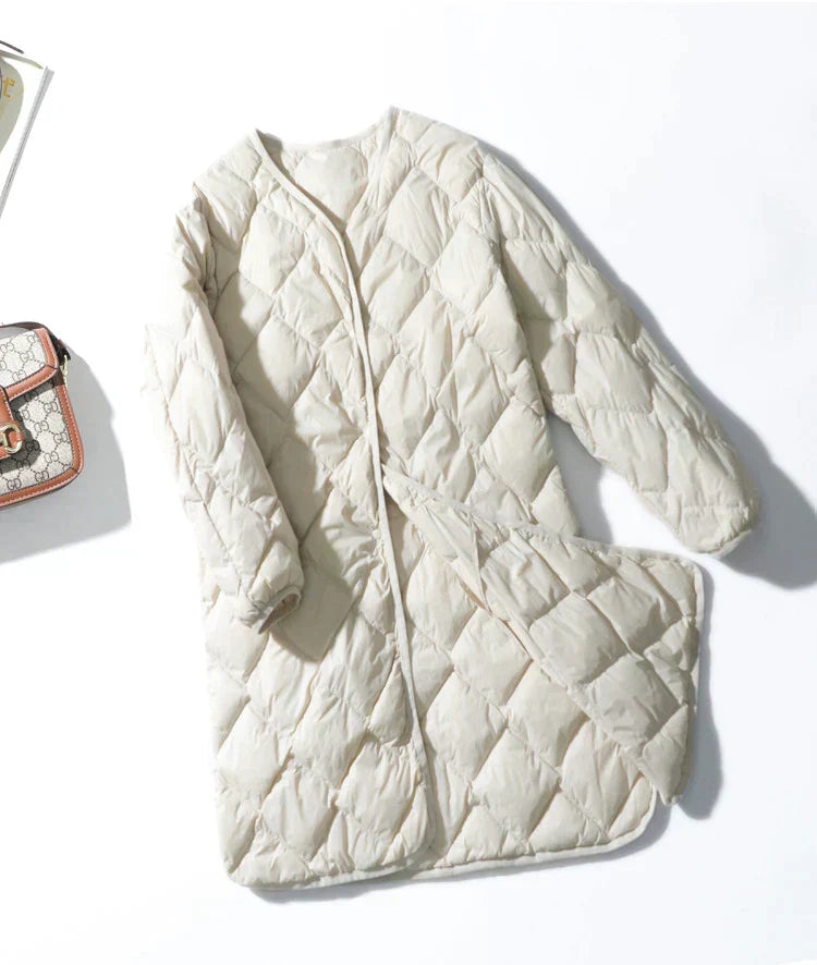 Manteau d'hiver long pour femme avec fermeture éclair