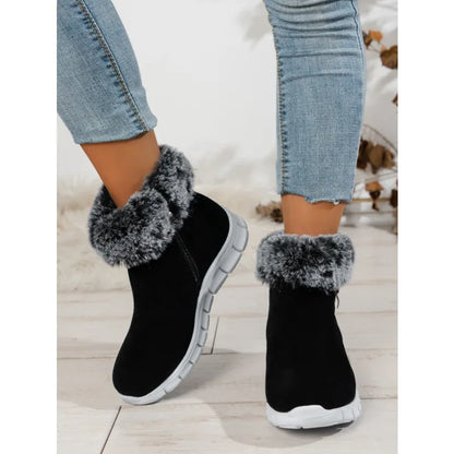 Bottes d'hiver souples bout rond en peluche