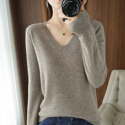 Pull col V confortable pour femme