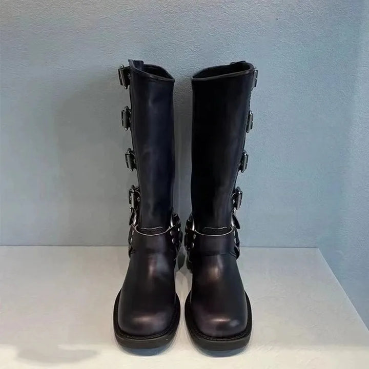 Bottes hautes en cuir femme Élégantes Ajustables