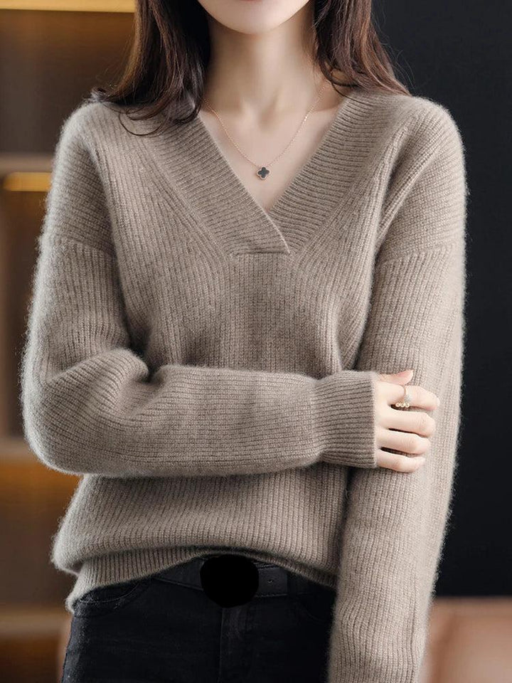 Pull femme Col V Manches Longues Tricot