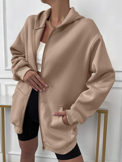 Gilet femme élégant avec capuche et fermeture éclair