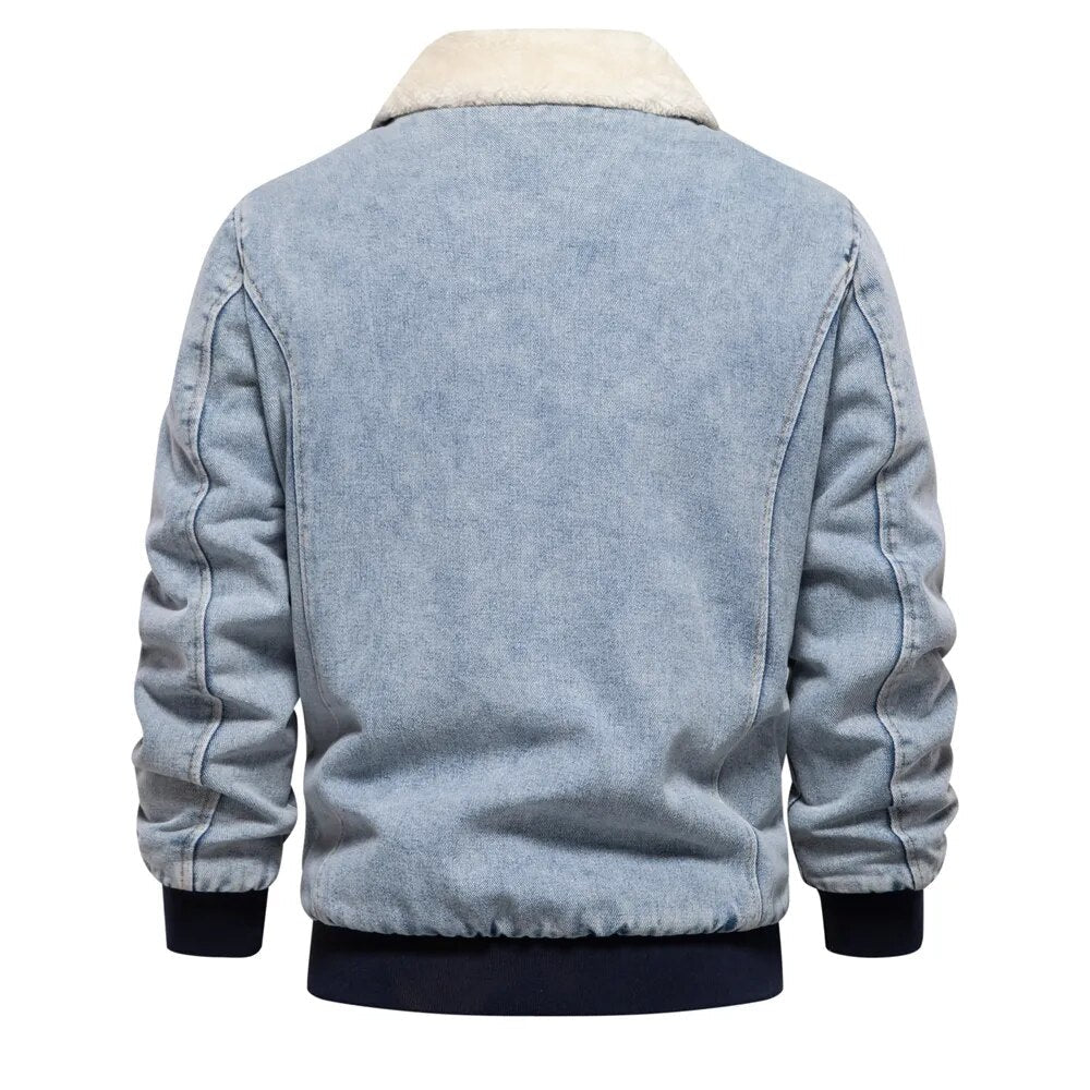 Herren Jeansjacke Warm Gefüttert Winter - IdealeKleiden