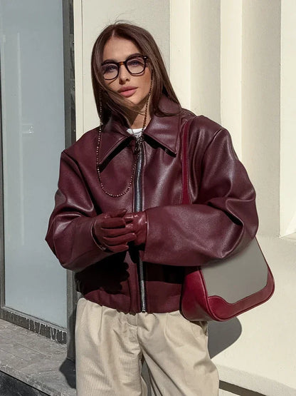 Blouson en cuir élégant Durable Classique