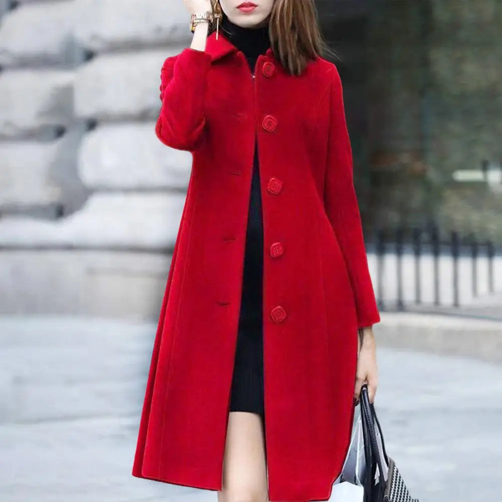 Manteau en laine chaud pour femme, moderne, à boutons