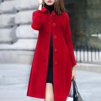 Manteau en laine chaud pour femme, moderne, à boutons
