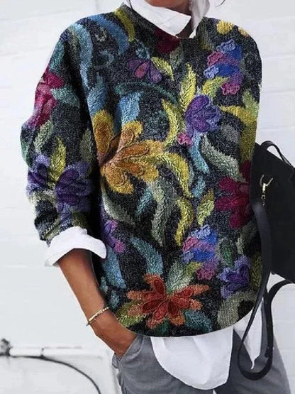 Élégant pull imprimé Vert olive