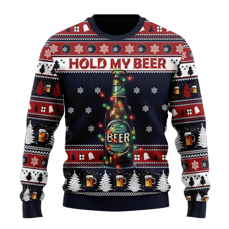 Pull de Noël Homme Motif Bière Rigolo