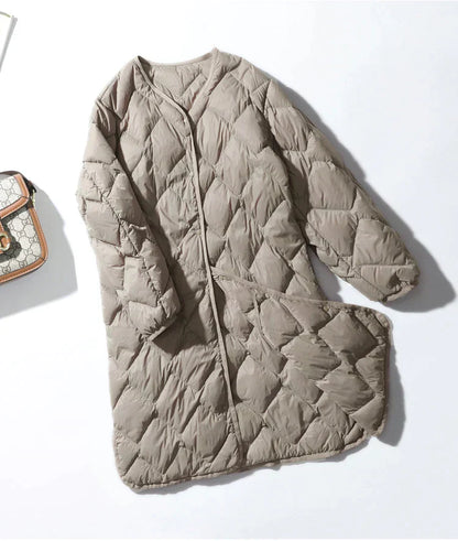 Manteau d'hiver long pour femme avec fermeture éclair