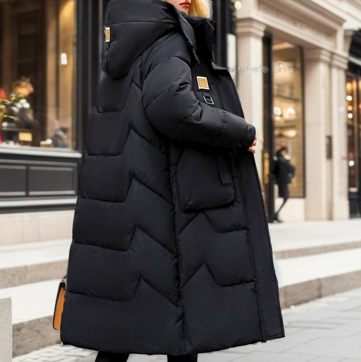 Lange Winterjacke Kapuze Puffer Steppweste - IdealeKleiden