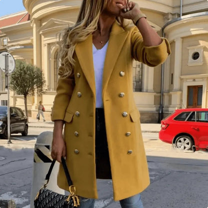 Veste femme élégante double boutonnage tissu de luxe