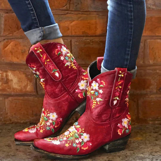 Wetterfeste Cowgirl Stiefel Vintage Look - IdealeKleiden