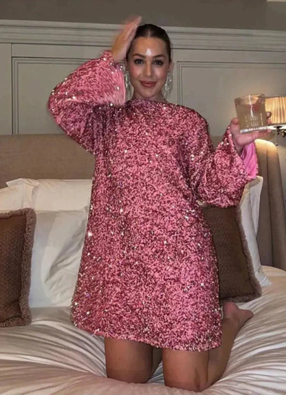 Robe courte femme Manches longues Simple Chic