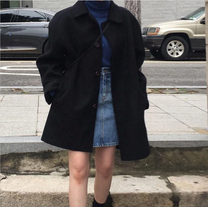 Manteau oversize en laine avec boutons Élégant