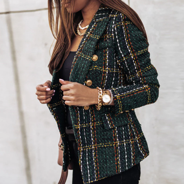 Blazer à carreaux stylé pour femme