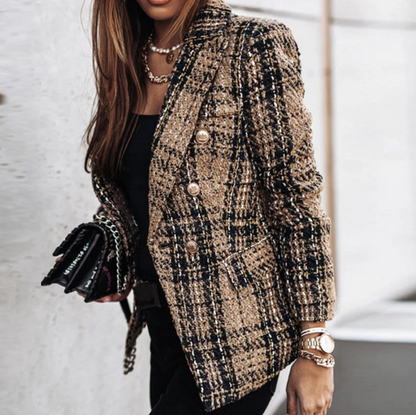 Blazer à carreaux stylé pour femme