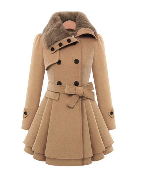Élégante veste en laine mélangée double boutonnage ceinture