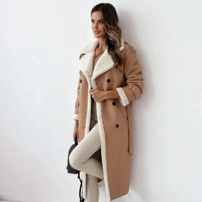 Longue veste polaire femme col teddy chaude