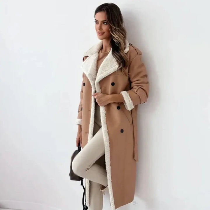Longue veste polaire femme col teddy chaude
