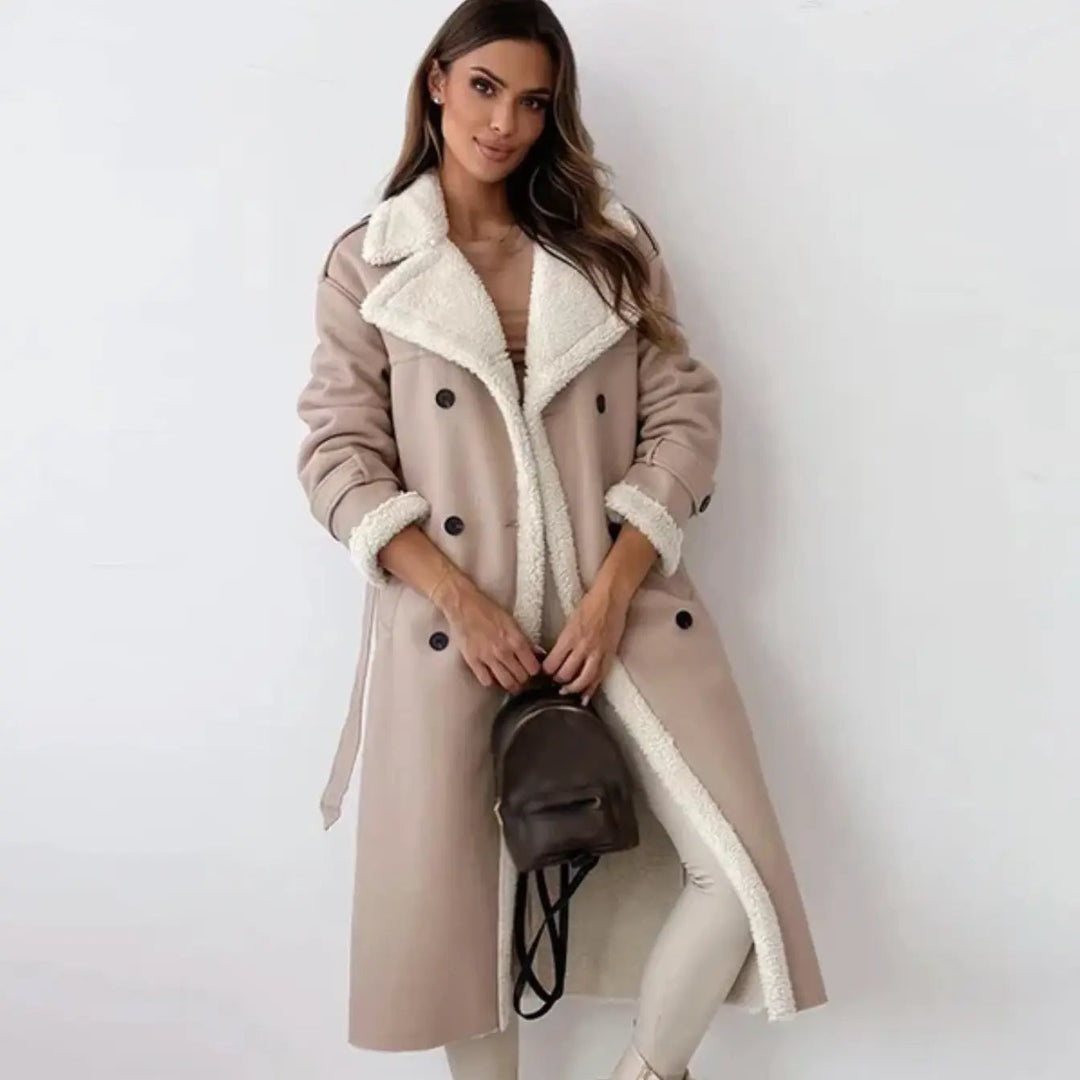 Longue veste polaire femme col teddy chaude