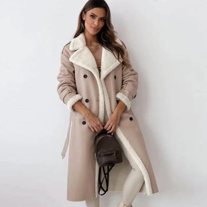 Longue veste polaire femme col teddy chaude