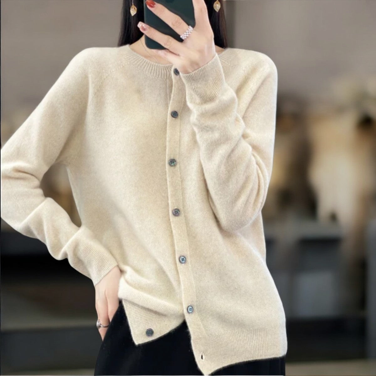 Cardigan en laine pour femmes Doux Élégant Automne Hiver