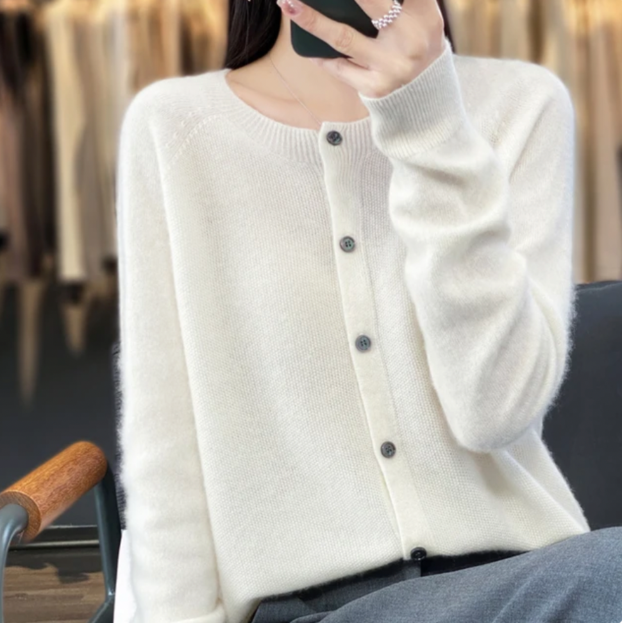 Cardigan en laine pour femmes Doux Élégant Automne Hiver